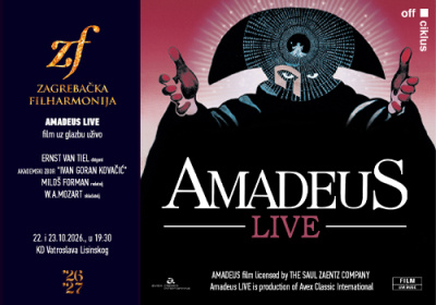 <p><em>AMADEUS LIVE</em></p>
<p><em>Film uz glazbu uživo</em></p>
<p>ERNST VAN TIEL, dirigent<br />Akademski zbor&nbsp;&rdquo;Ivan Goran Kovačić&rdquo;<br />MILO&Scaron; FORMAN, režiser</p>
<p>W.A.MOZART, skladatelj<br /><br /></p> 23. listopada 2026 19:30 KD Vatroslava Lisinskog